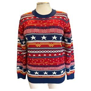 Womens XXL Wonder Woman Box Lunch Fair Isle‎ Holiday Christmas Sweater DC Comics